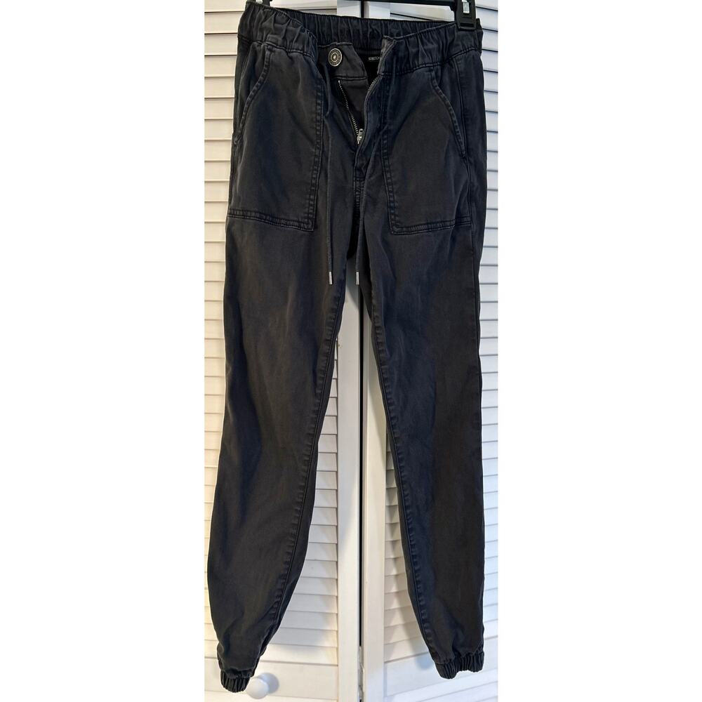 AE Black Stretch Waist Joggers - Elastic Cuffs & Drawstring